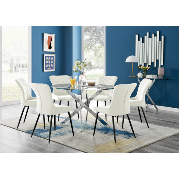 Nova 120cm Round Glass Dining Table + Lanna Chairs