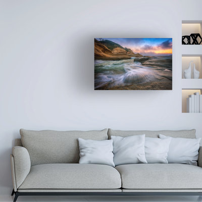 Wrapped Canvas Wall Art - Rick Berk 'Cape Kiwanda Twilight' Wall Art for Living Room, Bedroom, or Office Décor  - 30x47
