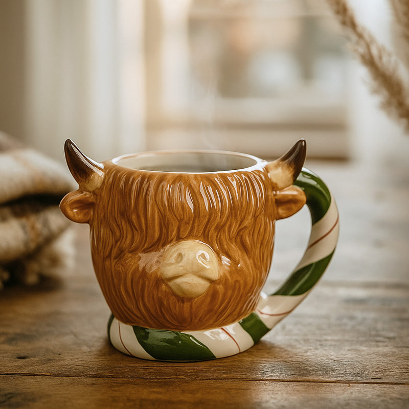 10 grandes tasses de vache de Noël 10 Highland Street, ensemble de 4