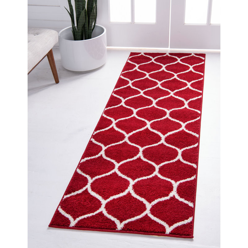 Llanet Geometric Area Rug, Runner 2' x 13'1", Red