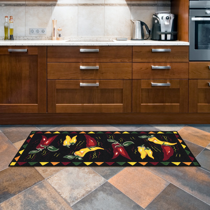 Siesta Non-Slip Rubberback Hot Peppers Kitchen Runner Rug