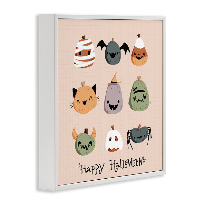 Jolie citrouille d'Halloween, giclée, par Sarah Hickman, H 12 po x l 12 po, Estampe numérique encadrée blanc bord de mer