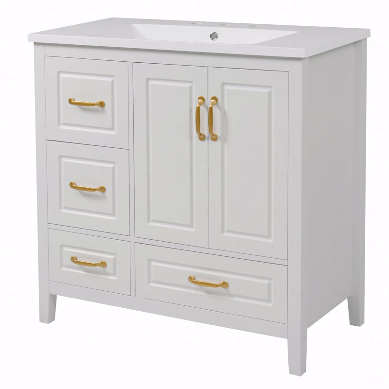 Meuble-lavabo 36 po avec lavabo, une armoire avec portes à fermeture douce, 4 tiroirs à fermeture douce, poignées en métal