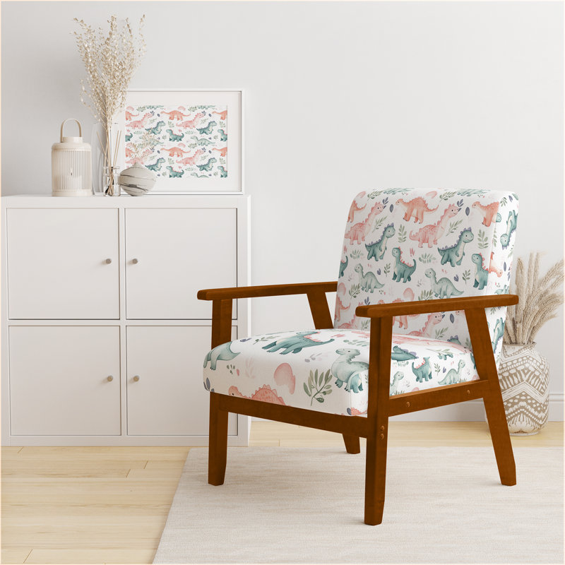 Chaise rembourrée Kids Dinosaurs - fauteuil pour enfant dinosaures doux pour enfants, Accoudoirs carrés bruns