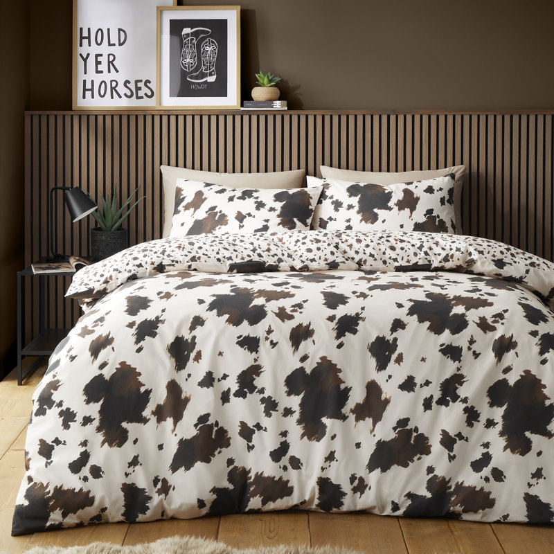 Cow Print Cotton Blend No Pattern Duvet Cover Set, Single Bed (140 x200 cm)