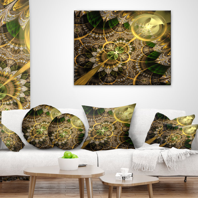 Coussin lombaire floral foncé et fractal