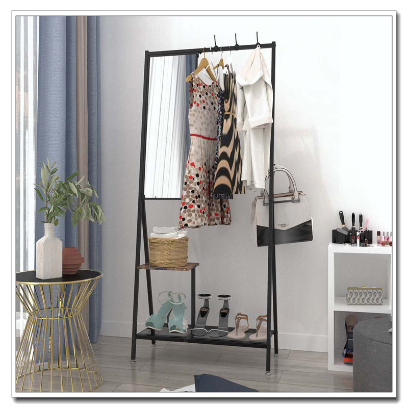 Coat Rack With Mirror, Multifunctional Hall Tree With Shoe Storage