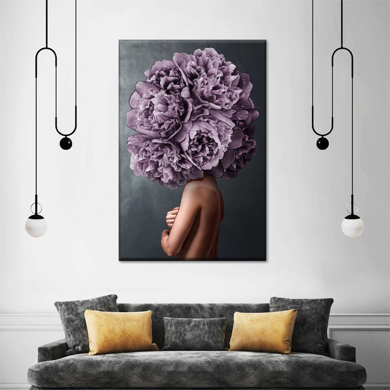 Lady Purple Peony Canvas Print, 20" H x 30" W x 1.25" D