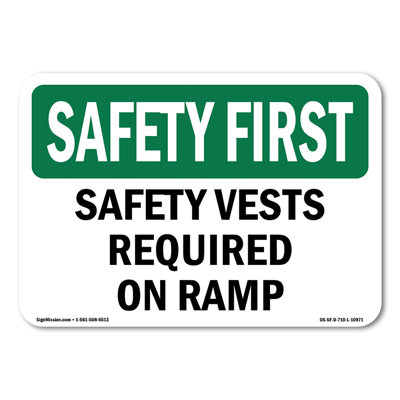 Safety Vests Required On Ramp Decal 24" X 18"