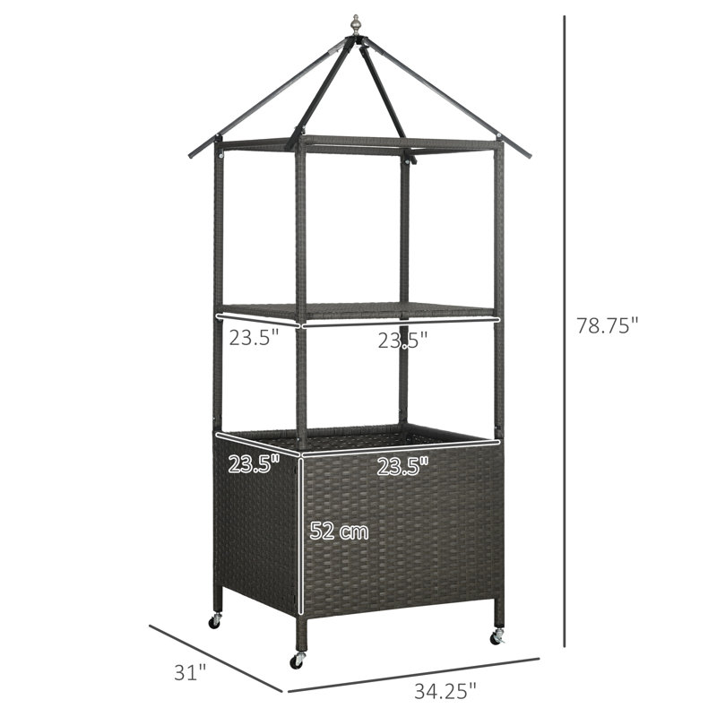 Outsunny 34.25'' W Water Resistant Wicker Towel Valet with Wheels, Beige