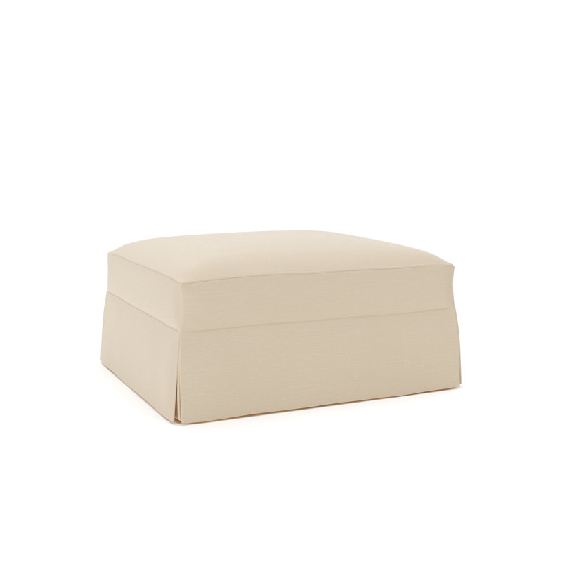 Lucia Upholstered Ottoman, Canvas Flax Sunbrella® Canvas