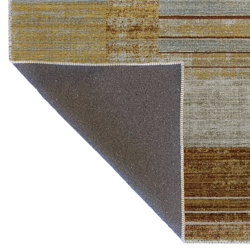 Orange-Beige Themed Abstract Patterned Creative Modern Decorative Rug, Rectangle 5'1.02" x 7'6.55"