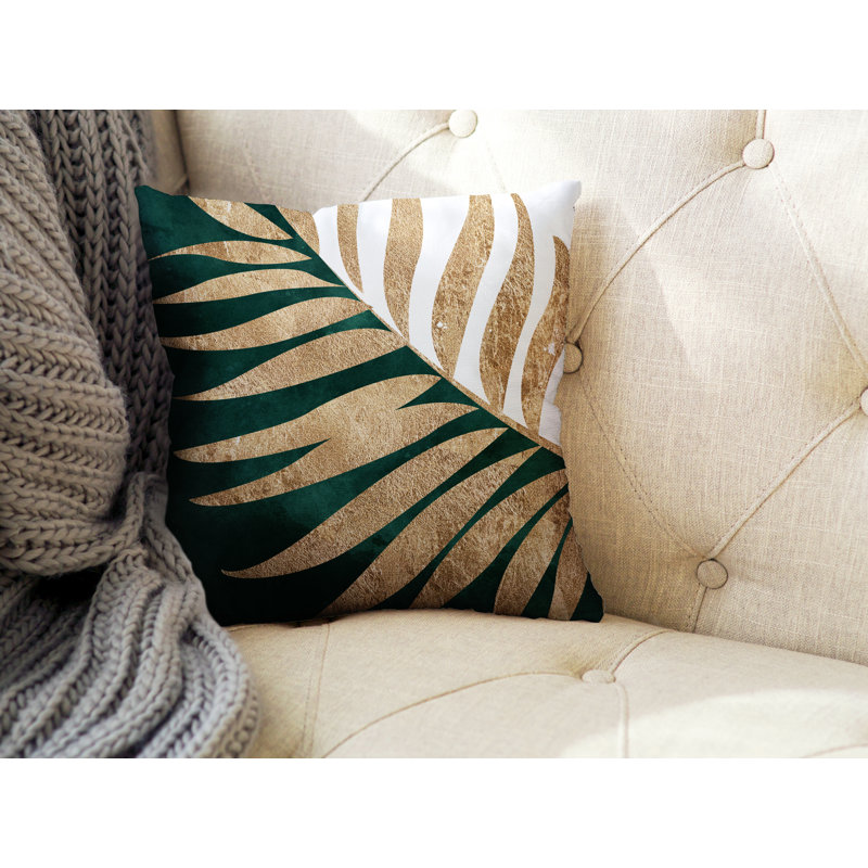 Floral Outdoor Reversible Throw Pillow, 17W" x 17H", Emerald/Gold/White