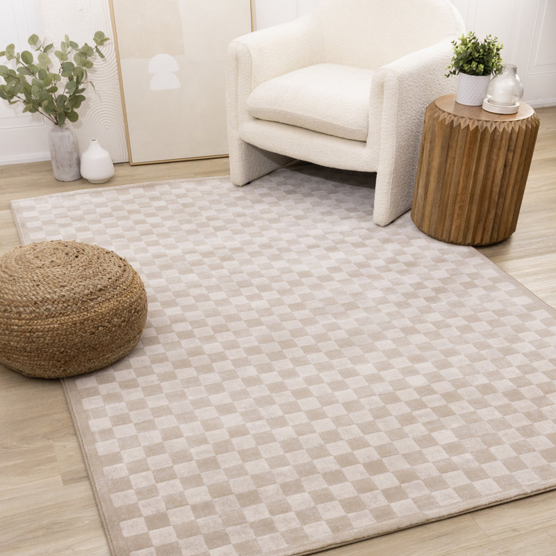 Tapis d'intérieur dense à carreaux Heng, Rectangle 5 pi 3 po x 7 pi 7 po