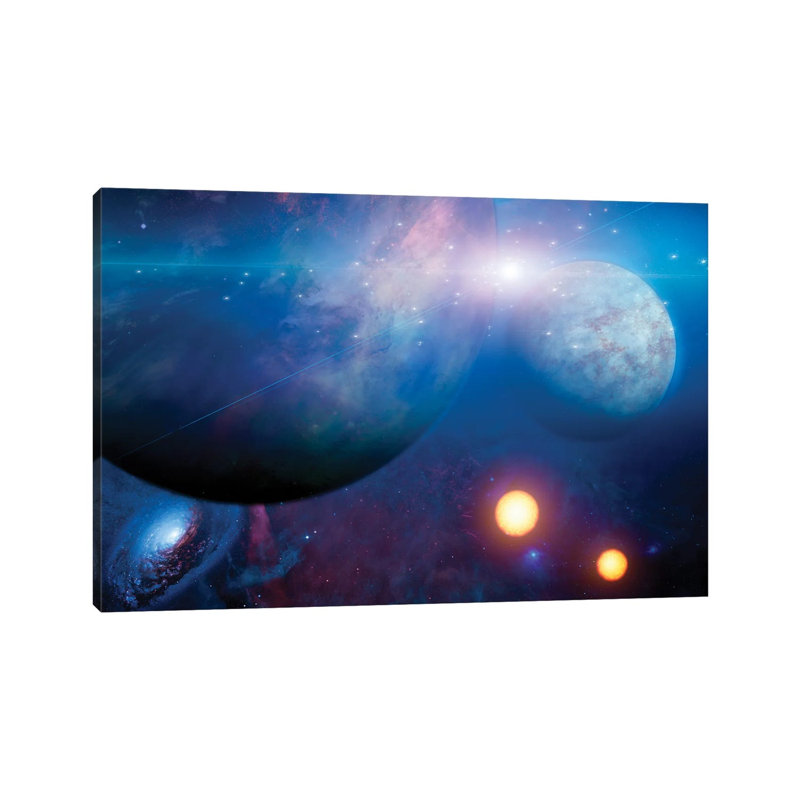 Deep Space Scene Of Planets And Suns by Bruce Rolff - Wrapped Canvas Print, 20.32 cm H x 30.48 cm W