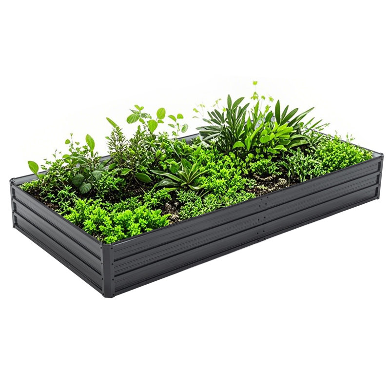Galvanized Raised Garden Beds Outdoor - 8x4x1 ft Planter for Vegetables, Flowers, and More