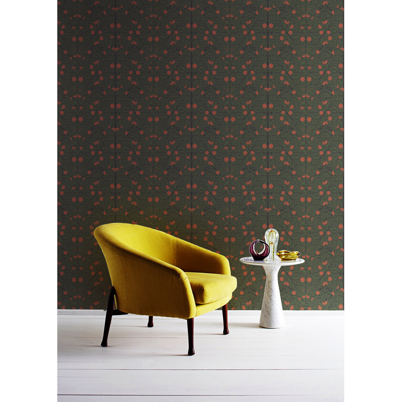 Rouleau de papier peint adhésif orange L 10 pi x l 24 po, Non encollé, Forest/Orange, Faux Grasscloth