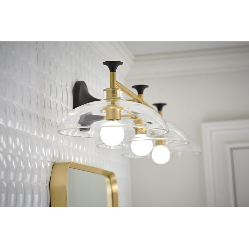 Tone 3 Light Indoor Bathroom Vanity Light Fixture, UL Listed, Polished Chrome/Matte Black