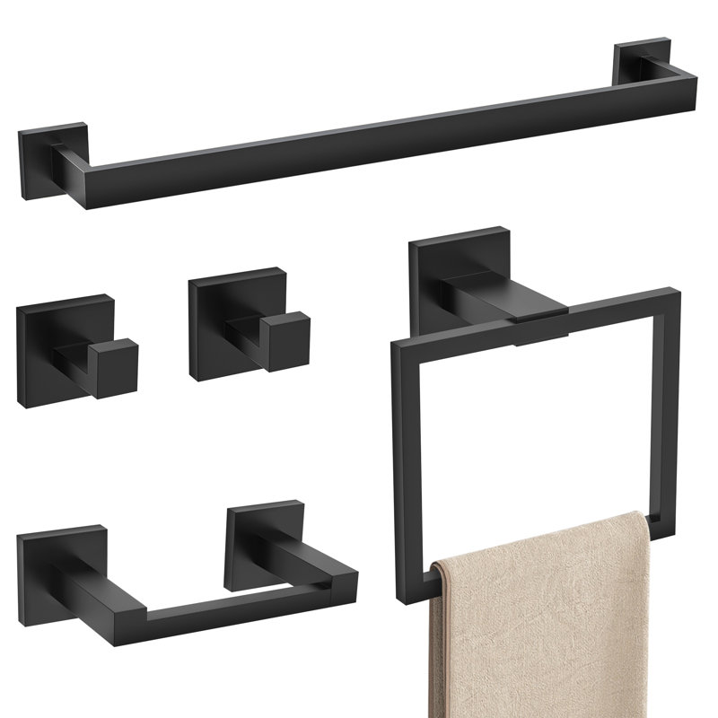 5 - Piece Bathroom Hardware Set (set Of 5), Matte Black