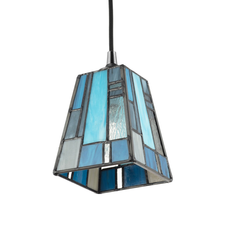 13cm H Glass Square Pendant Shade ( No Direct Attachment Method ) in Blue