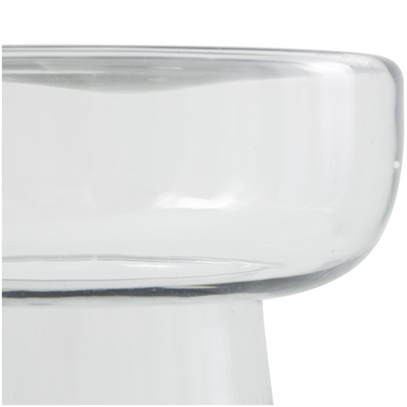 Clear Glass Round Drum Base End Table