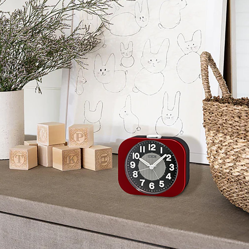 QHE206RLH Basic Alarm Clock, Red, Metallic Red