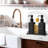 Dish Soap Dispenser With Adjustable Sponge Holder, 10 Fl Oz Kitchen Hand And Dish Soap Dispenser Set, Matte Black Bottle And Vintage Design