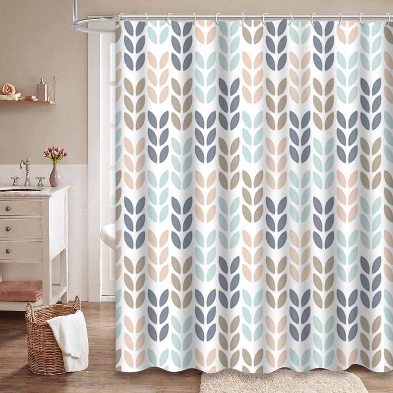 Rideau de douche à motif floral gris avec 12 crochets, L 72 po x l 72 po