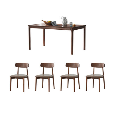 4 - Person Walnut Solid Wood Solid Wood Top Four Leg Dining Set
