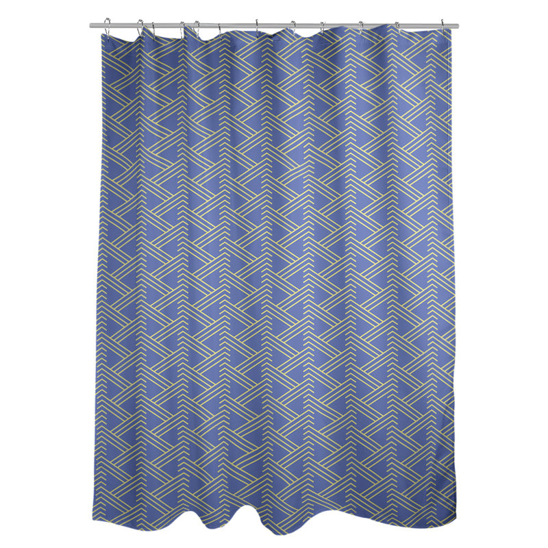 Rideau de douche simple Classic Zig Zag, Bleu / Jaune