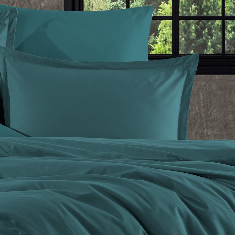 Ranforce 100% Cotton Duvet Cover Set, 3 Pieces Luxury Soft Bedding Set with Closure. Solid Color Pattern Duvet Cover, Green