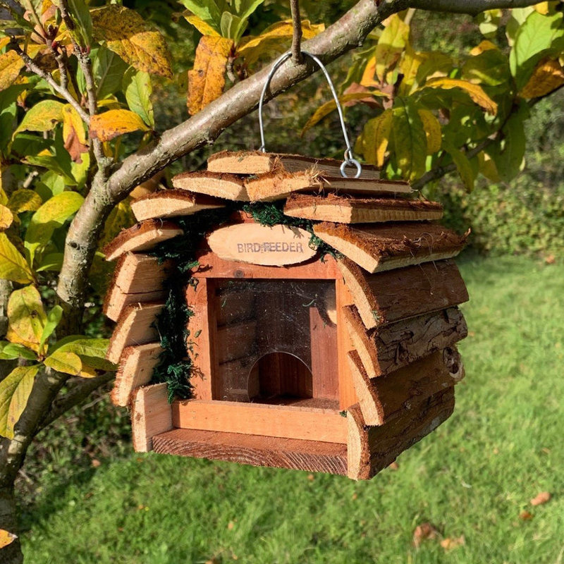 Newtonsville Wood Hanging Hopper Bird Feeder