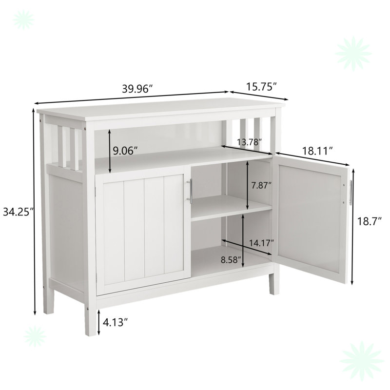 Buffet Ashalina, H 34,25 po x l 39,96 po x P 15,75 po, Blanc antique