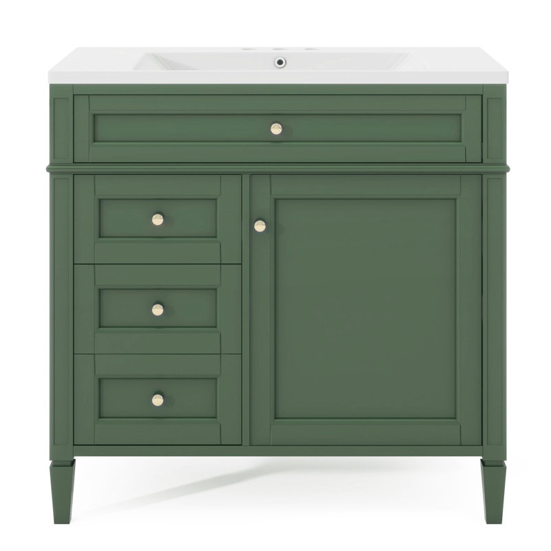 Meuble-lavabo moderne 36 po avec lavabo supérieur 36 po et 2 tiroirs, Vert