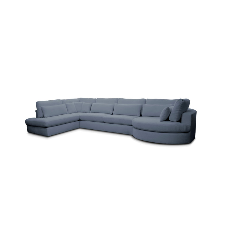 6 Seater Corner Sofa , Blue, Right Hand Facing