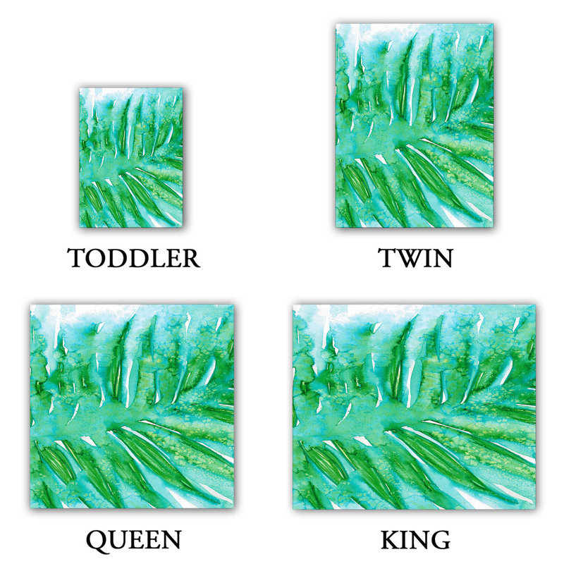  Ensemble de housse de couette Julia Di Sano Paradise Palm, 1 housse de couette grand + 2 taies standards, Bleu / Vert