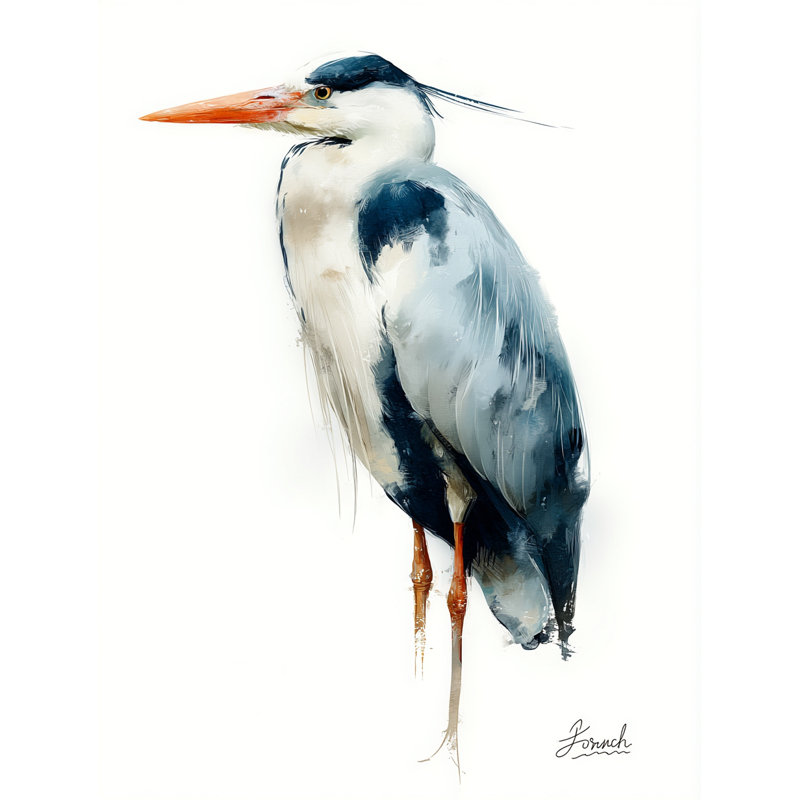 Elegant Heron Study Wrapped Canvas Wall Art