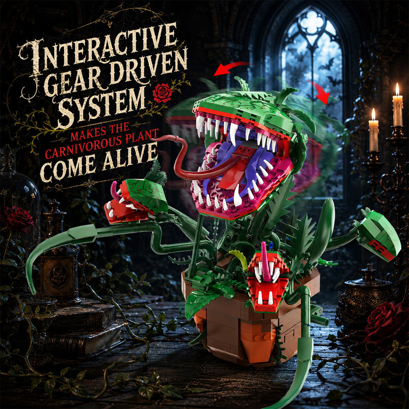 Ensemble de construction Venus Flytrap Gear-Driven, 842 pièces, modèle de plante interactive en mouvement, décoration botanique pour adultes et adolescents de 12 ans et plus