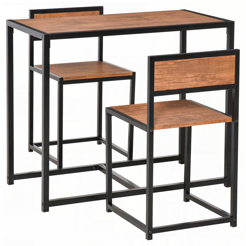 3-Piece Dining Table Set for 2 – Industrial Style