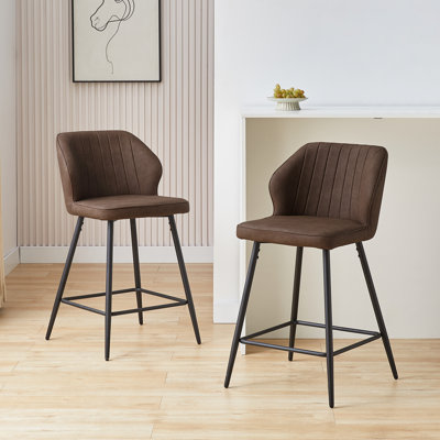 Konate Yes Faux Leather Bar Stool with Iron Frame