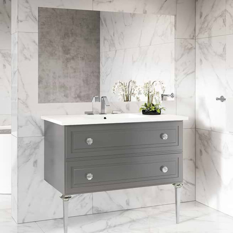 Alma 42.25" Wall Mounted Single Bathroom Vanity with Top, Grigio Gray