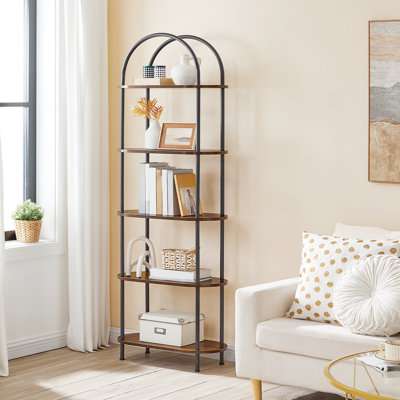 Shoreview 5 Tier Open Bookshelf Arched Etagere Bookcase
