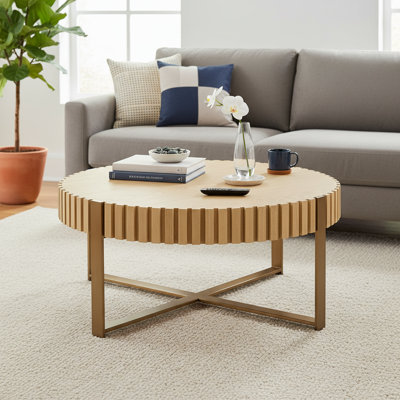 Table basse cylindrique fabriquée à la main en bois de frêne massif naturel gris naturel