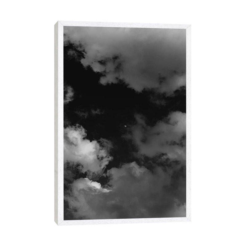 Italian Monochrome Moon by Bethany Young - Print on Canvas, White Framed, 101.6cm H x 66.04cm W x 3.81cm D
