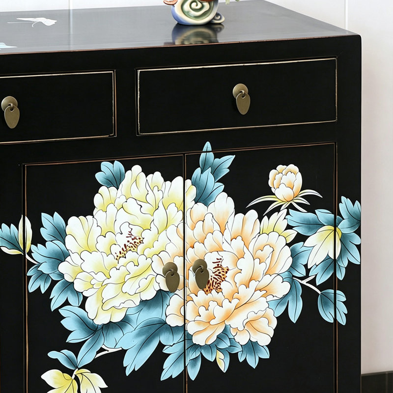 New Chinese Style Solid Wood Entryway Cabinet