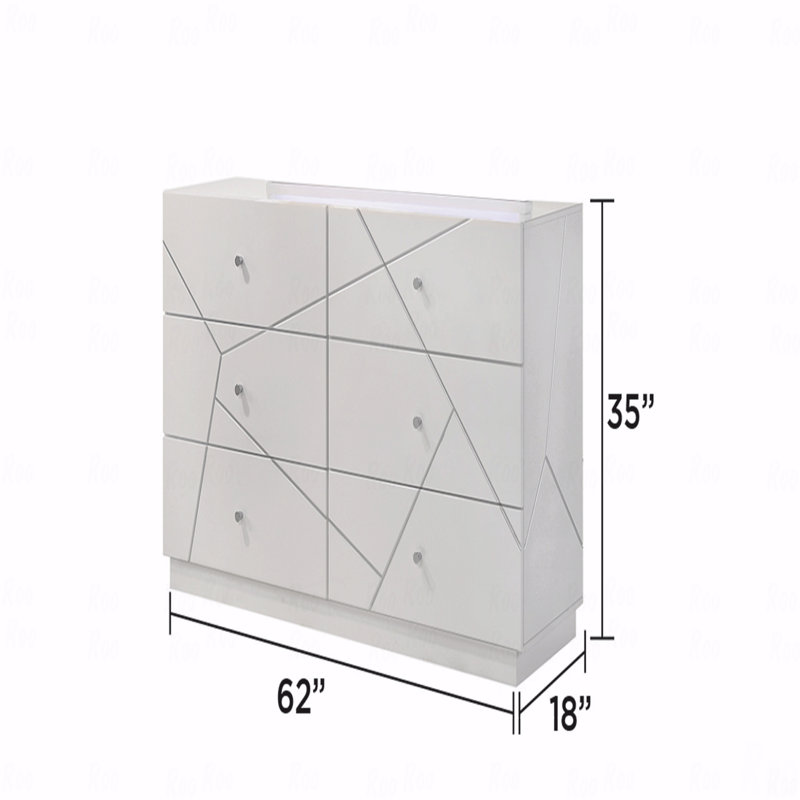 Commode - Design géométrique avec finition laquée et tiroirs doublés de velours rouge