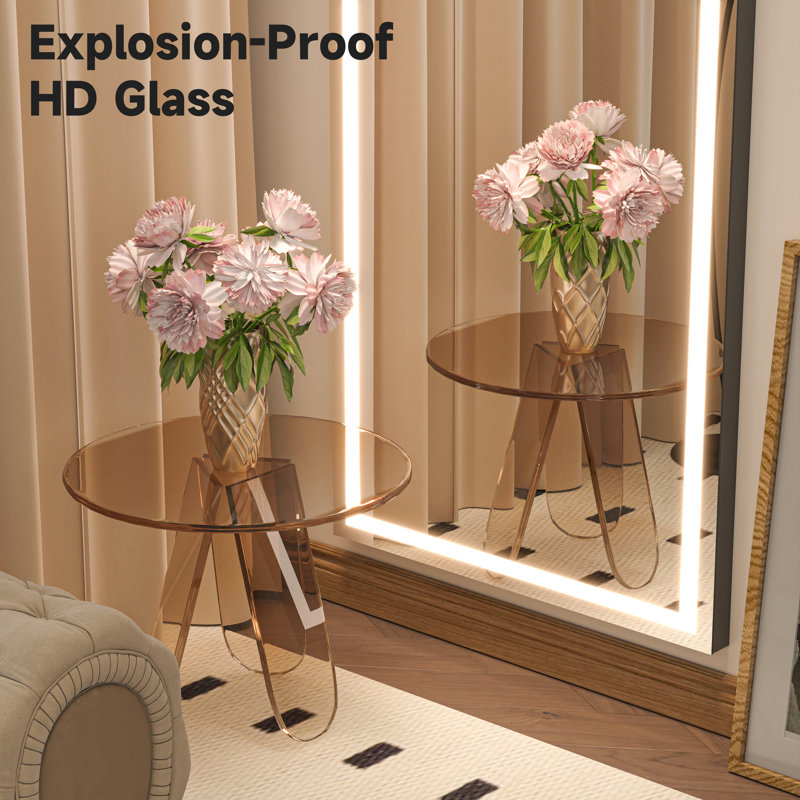 Ivy Bronx LED Bathroom Mirror with Lights – Tempered Glass, Anti-Fog, Dimmable, 3 Color Modes, Wall-Mounted & 3-Year Warranty