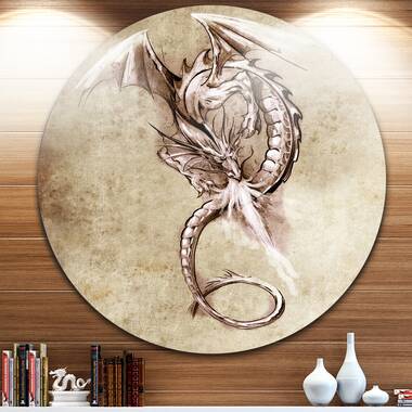 Bless international Fantasy Dragon Tattoo Sketch On Canvas Print