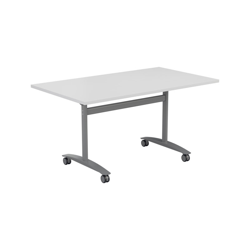 Buariki Rectangle Flip Top Modular Training Table with Casters, White, 72cm H x 120cm W x 80cm D