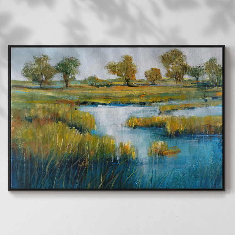Toile tendue avec cadre Marshland View IV, H 17 po x l 25 po x P 2 po, Noir